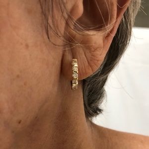 14K and Diamond Hoop Earring - One Earring